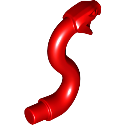Деталь LEGO Snake Head with Open Mouth, Fangs and Curved Neck with Bar 28588 Red U