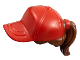 Minifigure, Hair Combo, Hair with Hat, Ponytail with Molded Red Ball Cap Pattern, 35660pb01  