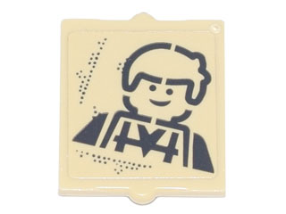 Glass for Window 1 x 2 x 2 Flat Front with Male Minifigure Wearing Striped Vest Pattern (Sticker) - Set 70840, 60601pb026 Tan U
