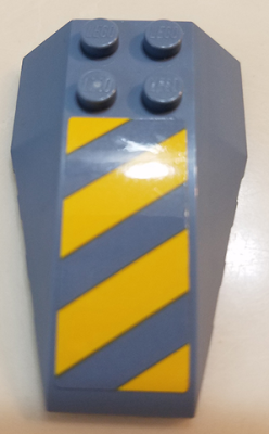 Wedge 6 x 4 Triple Curved with Yellow and Sand Blue Danger Stripes Pattern (Sticker) - Set 70629, 43712pb067 Sand Blue U