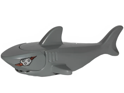 Деталь LEGO Акула LegoShark with Rounded Nose and Debossed Gills with Metal Plate 14518c04pb02 U