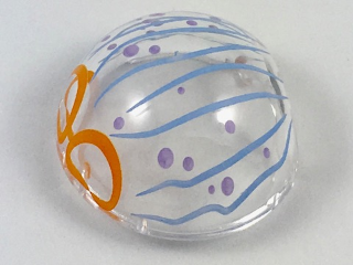 Cylinder Hemisphere 2 x 2 with Cutout with Blue Lines and Purple Dots Jelly Mask Pattern, 61287pb007