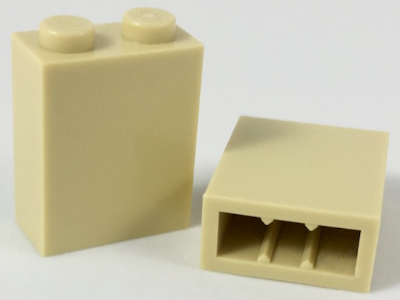 Деталь Lego Brick 1 x 2 x 2 with Inside Stud Holder 3245c Tan N