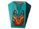 Wedge 4 x 4 Triple Curved No Studs with Dark Bluish Gray, Orange and Red Armor Plates with Black Outlines and Metallic Light Blue Circuitry Pattern (Sticker) - Set 76194, 47753pb123  