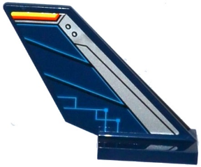 Tail Shuttle with Silver Edge and Dark Blue Rudder with Circuitry Pattern on Right Side (Sticker) - Set 70315, 6239pb060R Dark Blue U