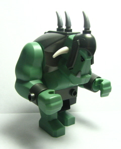 Минифигурка Lego Castle Fantasy Era - Troll, Sand Green with Pearl Dark Gray Armor, 2 White Horns and 3 Pearl Light Gray Horns cas376 U