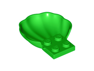 Clam / Scallop Shell with 4 Studs, 18970 Bright Green U