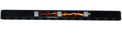 Technic, Liftarm Thick 1 x 15 with Bolted Metal Plates, Cracks and Lava Pattern Model Right Side (Sticker) - Set 70314, 32278pb018R Black U