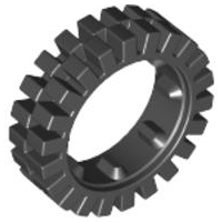 Tire 24mm D. x 8mm Offset Tread - Interior Ridges, 3483 Black U