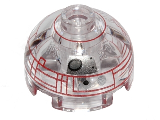 Brick, Round 2 x 2 Dome Top with Red Rectangle Borders Pattern (Imperial Astromech Droid), 553pb022