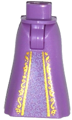 Mini Doll Hips and Skirt Full Length with Gold Trim and Lavender Lace Pattern - Thick Hinge, 15875c00pb014 Medium Lavender U