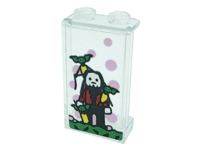 Panel 1 x 2 x 3 with Side Supports - Hollow Studs with Bright Pink Dots and Minifigure Pattern (Sticker) - Set 76388, 87544pb077 Trans-Clear U