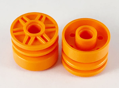 Wheel 18mm D. x 14mm with Pin Hole, Fake Bolts and Shallow Spokes, 55981 Orange U
