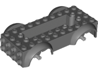 Vehicle, Base 5 x 10 x 2 1/2 with Mudguards and 2 x 6 Recessed Center with 3 Holes with Light Bluish Gray Wheels Holders Attached, 11650c02 Dark Bluish Gray U