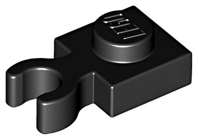Деталь LEGO Plate, Modified 1 x 1 with Open O Clip Thick (Vertical Grip) 4085d Black U
