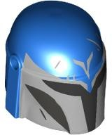 Minifigure, Headgear Helmet with Holes, SW Mandalorian with Silver Front and 'V', Dark Silver Cheek Indents and Black Visor Pattern, 87610pb25 Blue U