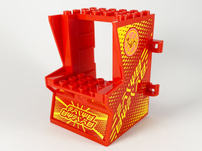Minifigure, Utensil Arcade Game Cabinet Body with Fire Game Pattern (Stickers) - Set 71714, 65067pb03 Red U
