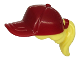 Minifigure, Hair Combo, Hair with Hat, Ponytail with Molded Dark Red Ball Cap Pattern, 35660pb05  