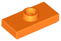Plate, Modified 1 x 2 with 1 Stud with Groove and Bottom Stud Holder (Jumper), 15573 Orange N