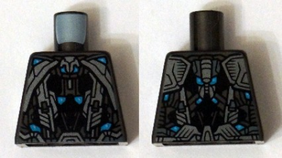 Torso Armor Robot with Blue and Light Bluish Gray Pattern, 973pb1925 Pearl Dark Gray U
