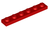 Plate 1 x 6, 3666 Red N