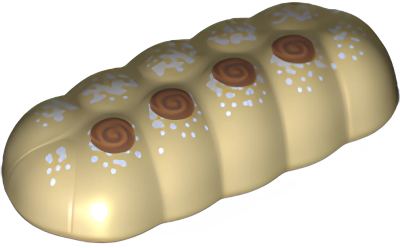 Деталь LEGO Хлеб Lego 37705pb01 Bread Loaf Knotted with White Speckles and Nougat and Medium Nougat Spirals Pattern 