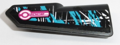 Technic, Panel Fairing #22 Very Small Smooth, Side A with 'RACE', Blue and White Splotches Pattern (Sticker) - Set 42095, 11947pb037 Black U