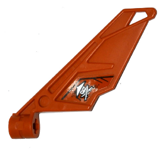 Bionicle Wing Small / Tail with Axle Hole with Ninja Skull with Crossed Swords Pattern on Left Side (Sticker) - Set 70600, 61800pb04L Dark Orange U