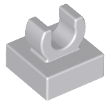 Tile, Modified 1 x 1 with Open O Clip, 15712 Light Bluish Gray N