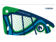 Plastic Triangle 6 x 12 Sail with Dark Blue Wave in Circle and Dark Azure, Dark Blue and Green Markings Pattern, 32918  
