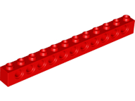Technic, Brick 1 x 12 with Holes, 3895 Red N