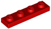 Plate 1 x 4, 3710 Red N