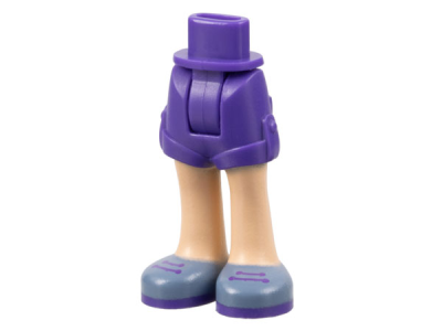 Mini Doll Hips and Shorts Folded Hem with Light Nougat Legs and Sand Blue Shoes with Dark Purple Soles and Laces Pattern - Thick Hinge, 11202c00pb07 Dark Purple U