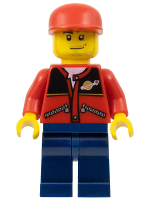 Минифигурка Lego Red Jacket with Zipper Pockets and Classic Space Logo, Dark Blue Legs, Red Cap cty0142