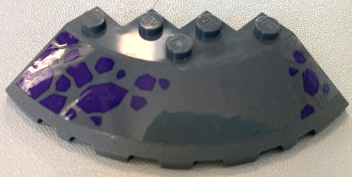 Brick, Round Corner 6 x 6 with Slope 33 Edge, Facet Cutout with Dark Purple Rocks Pattern Model Right Side (Sticker) - Set 70355, 95188pb35R