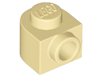 Brick, Round 1 x 1 x 2/3 Half Circle Extended with Stud on Side, 3386 Tan N