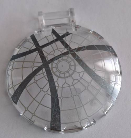 Dish 6 x 6 Inverted with Bar Handle with Sanctum Sanctorum Window with Seal of the Vishanti Dark Bluish Gray Circle with Curved Stripes Pattern, 18675pb15