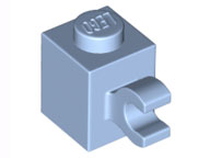 Brick, Modified 1 x 1 with Clip (Horizontal Grip), 60476 Bright Light Blue N