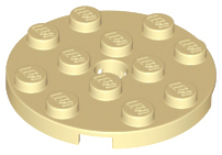 Plate, Round 4 x 4 with Hole, 60474 Tan N