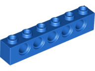 Technic, Brick 1 x 6 with Holes, 3894 Blue N