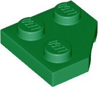 Wedge, Plate 2 x 2 Cut Corner, 26601 Green N