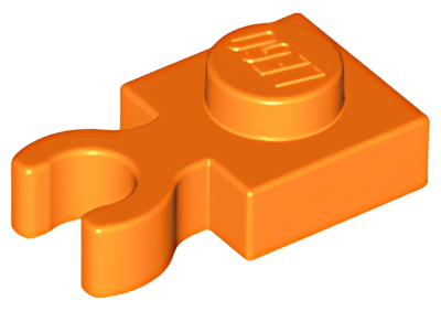 Деталь LEGO Plate, Modified 1 x 1 with Open O Clip Thick (Vertical Grip) 4085d Orange U