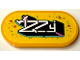 Tile, Round 2 x 4 Oval with Black and White Stylized 'Izzy', Medium Azure Dots, Dark Pink Hearts and Stars Pattern (Sticker) - Set 71461, 66857pb074  