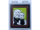 Brick 1 x 2 x 2 with Inside Stud Holder with 2 Black and White Elves Portrait on Lime Background and Reddish Brown Frame Pattern (Sticker) - Set 41188, 3245cpb131