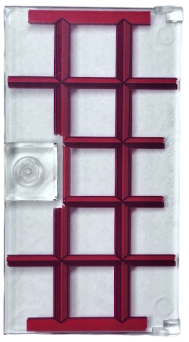 Door 1 x 4 x 6 with Stud Handle with Red and Dark Red Window Frame Pattern, 60616pb088