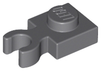 Plate, Modified 1 x 1 with Open O Clip Thick (Vertical Grip), 4085d Dark Bluish Gray N