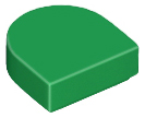 Tile, Round 1 x 1 Half Circle Extended, 24246 Green U