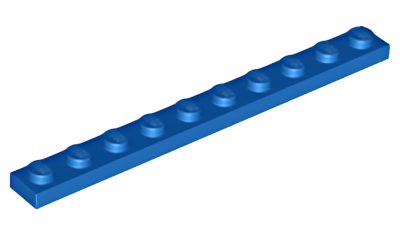 Деталь LEGO Plate 1 x 10 4477 Blue U