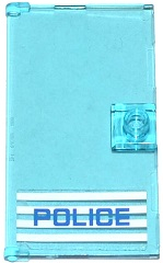 Door 1 x 4 x 6 with Stud Handle with 'POLICE' Blue on White Stripes Thin Font Pattern Handle on Right (Sticker) - Set 60047, 60616pb009R
