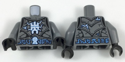 Torso Armor Plates with Electrified Lord Krakenskull Symbols and Blue Arcane Symbols Pattern / Dark Bluish Gray Arms / Black Hands, 973pb2813c01 Dark Bluish Gray U
